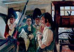 The Summons, Challanging Freedom of Speech, oil on canvas, 1996