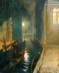 Night canal, oil on canvas, 1985