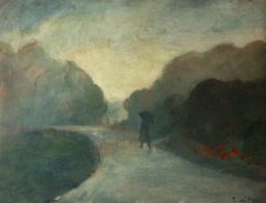 Fog in the Jardin Clemanceau, oil on board, 1982