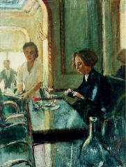 Paying the bill, oil on canvas, 1987