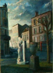 Statue in Pre St. Gervais, oil on canvas, 1982