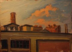 Rooftops of Le Pre St. Gervais, oil on board, 1984