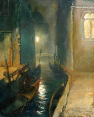 Night canal, oil on canvas, 1985