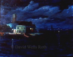 Venice nocturne, oil on board, 1984
