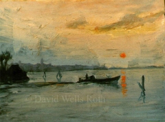 View near Venice, oil on board, 1984