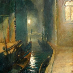 Night canal, oil on canvas, 1985