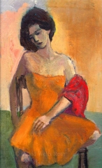 Girl with Yellow Dress, oil on board,