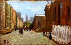 In Front of the Museum, oil on board,
