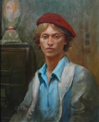 Self Portrait with Red Hat, oil on canvas,