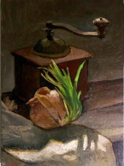 Onions and coffee grinder
